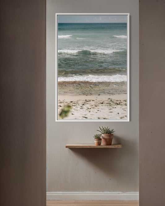 Fine Art Print - Minimalist ocean waves, coastal beach wall art for serene neutral home decor, calming sea photography for modern spaces