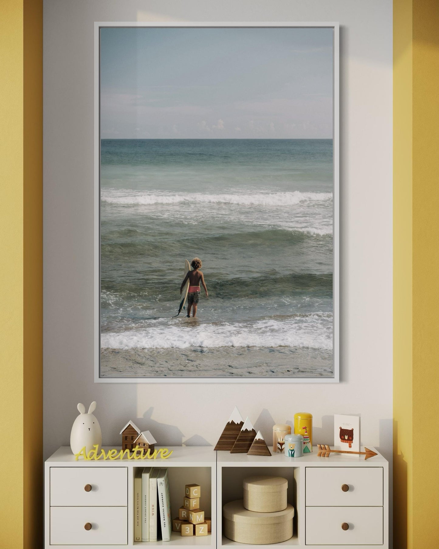 Fine Art Print - Coastal surfer photo, serene ocean waves wall art for beach house decor, minimalist seaside photography, calm surf vibes