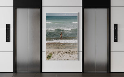 Fine Art Print - Coastal surfer wall art, Beach surfing ocean waves print for beach house decor, minimalist decor, calm, vacation gift,