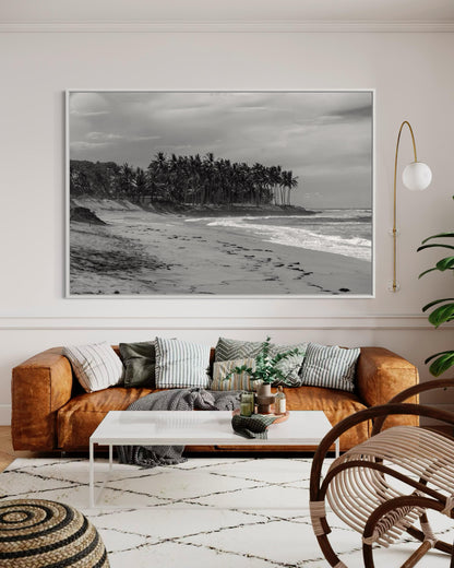 Fine Art Print - Black and white tropical beach wall art, palm beach print, coastal wall art for modern neutral decor, beach house, vacation