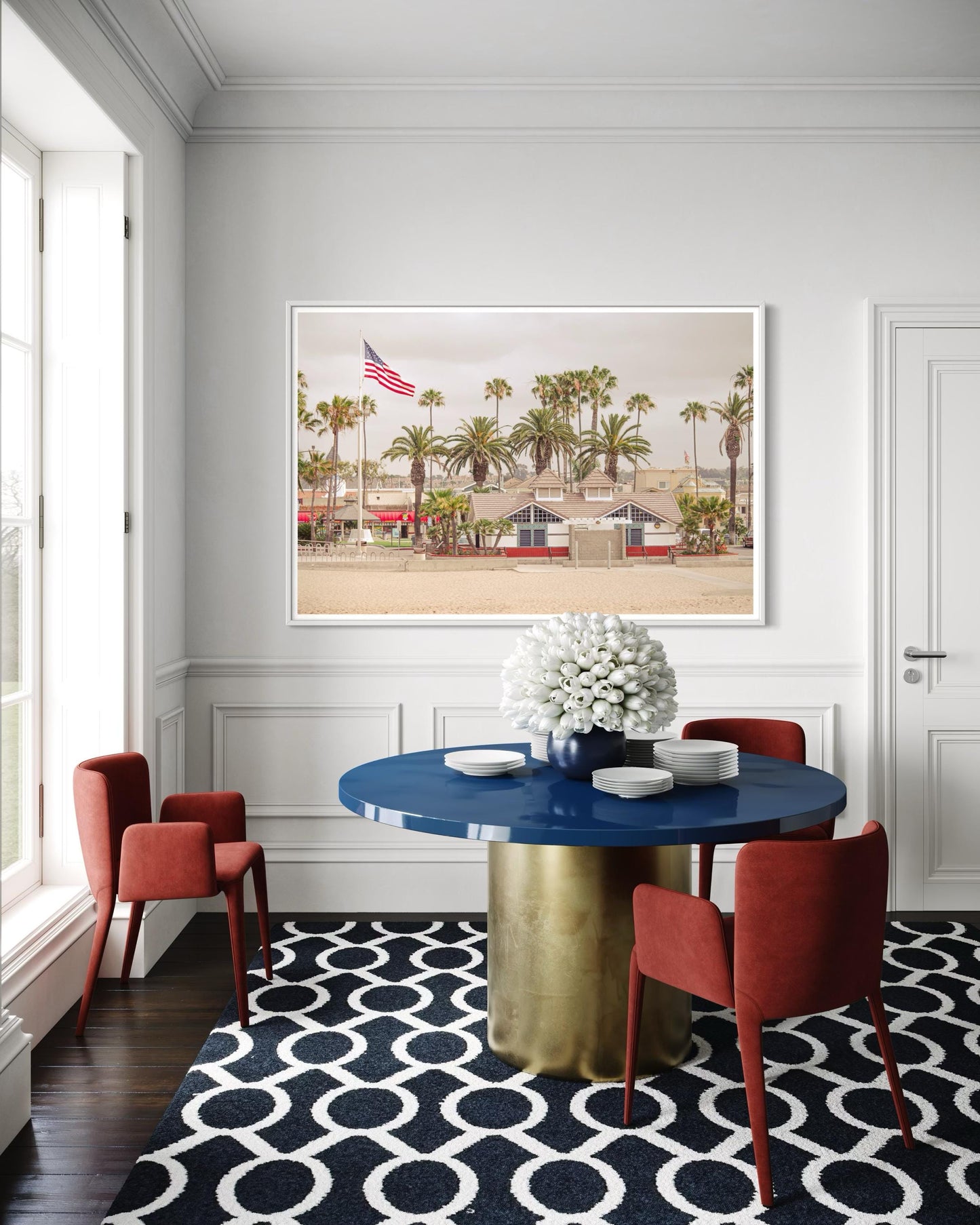 Fine Art Print - Venice Beach Coastal, American Flag Wall art - California, LA, Santa Monica Decor, Palm Tree, House Decor, Summer, Surf