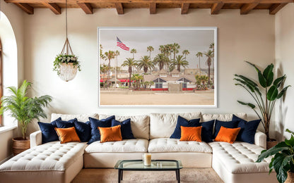 Fine Art Print - Venice Beach Coastal, American Flag Wall art - California, LA, Santa Monica Decor, Palm Tree, House Decor, Summer, Surf
