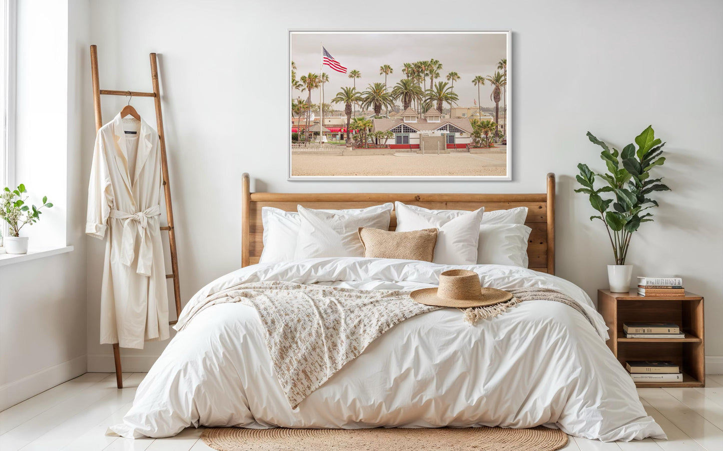 Fine Art Print - Venice Beach Coastal, American Flag Wall art - California, LA, Santa Monica Decor, Palm Tree, House Decor, Summer, Surf