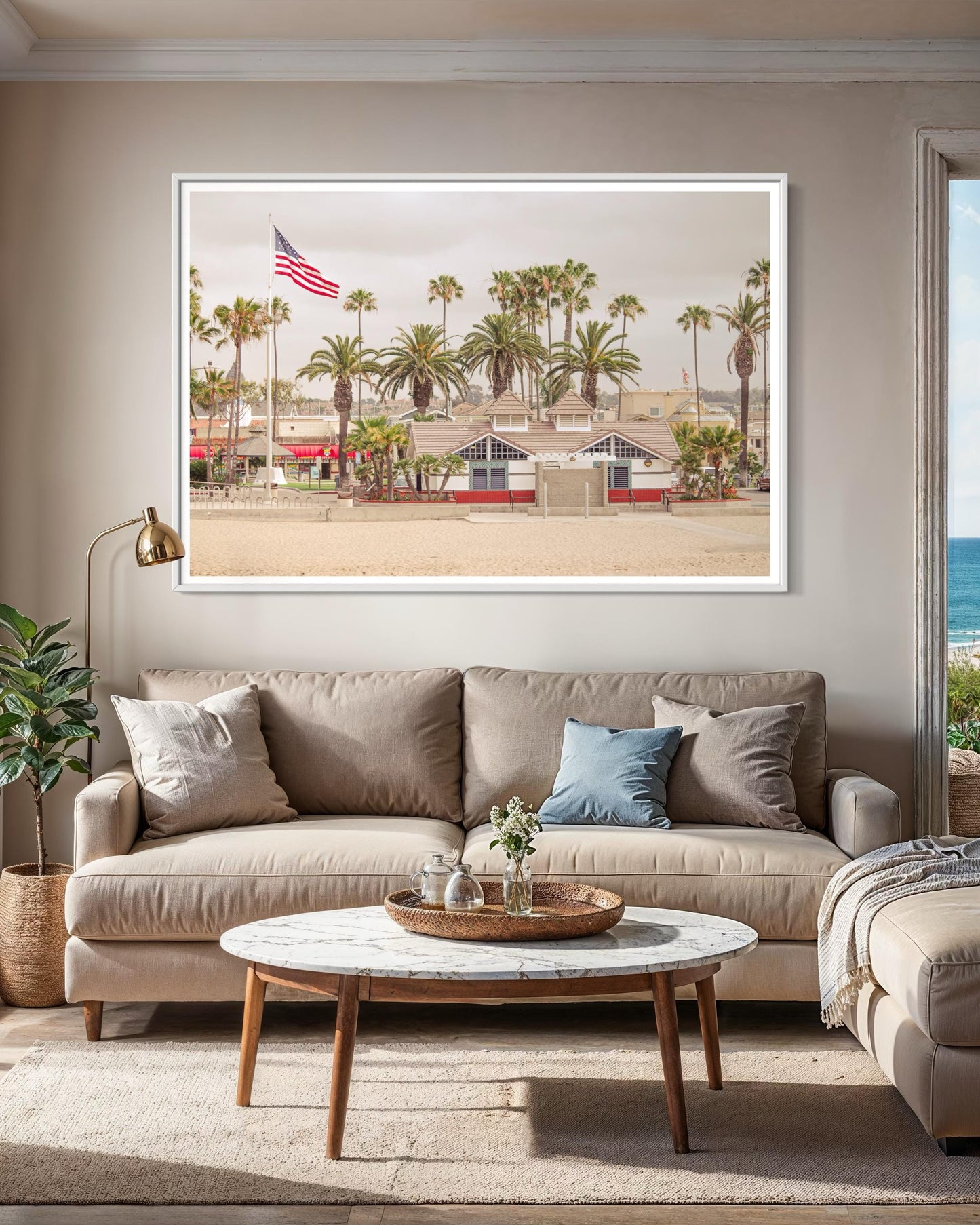 Fine Art Print - Venice Beach Coastal, American Flag Wall art - California, LA, Santa Monica Decor, Palm Tree, House Decor, Summer, Surf