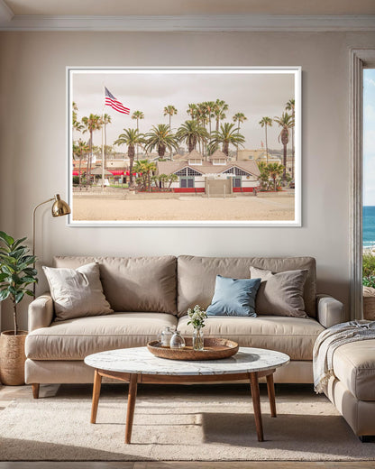 Fine Art Print - Venice Beach Coastal, American Flag Wall art - California, LA, Santa Monica Decor, Palm Tree, House Decor, Summer, Surf