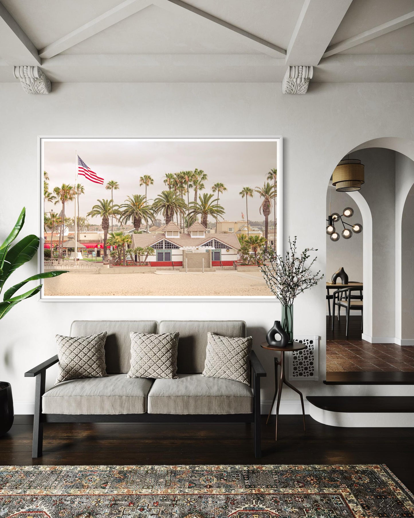 Fine Art Print - Venice Beach Coastal, American Flag Wall art - California, LA, Santa Monica Decor, Palm Tree, House Decor, Summer, Surf