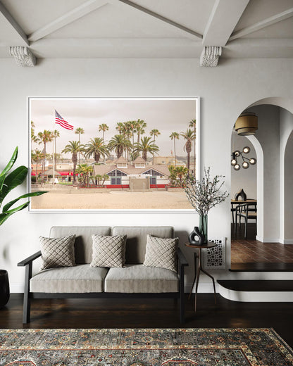 Fine Art Print - Venice Beach Coastal, American Flag Wall art - California, LA, Santa Monica Decor, Palm Tree, House Decor, Summer, Surf