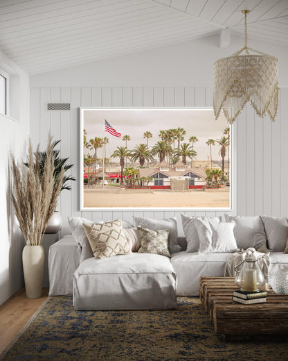 Fine Art Print - Venice Beach Coastal, American Flag Wall art - California, LA, Santa Monica Decor, Palm Tree, House Decor, Summer, Surf