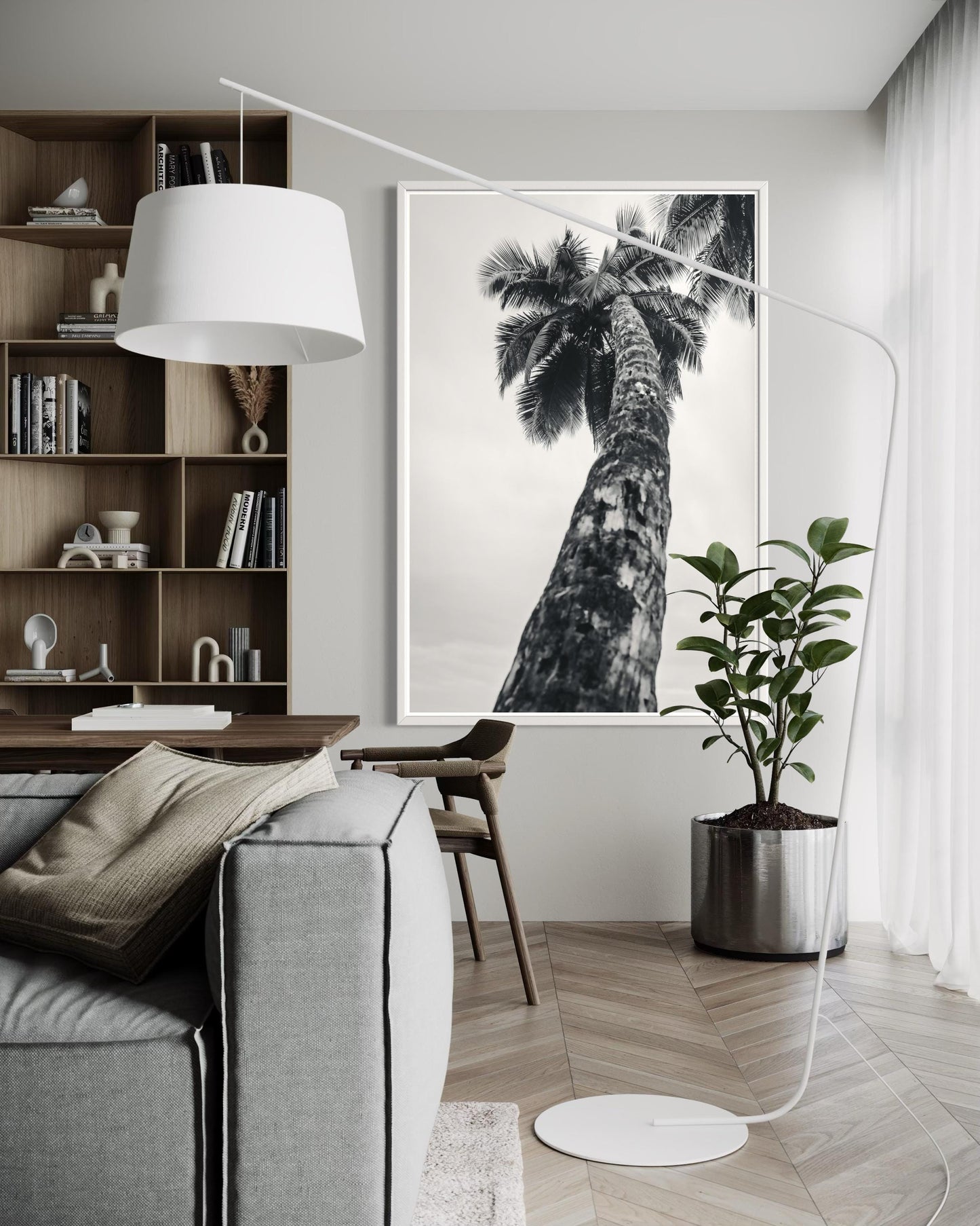 Fine Art Print - Coastal Black and white Palm tree Wall Art, tropical beach for minimalist bedroom, bath, office decor, Home Decor, Summer