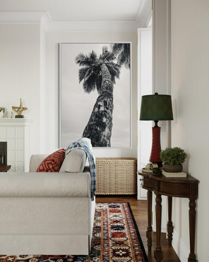 Fine Art Print - Coastal Black and white Palm tree Wall Art, tropical beach for minimalist bedroom, bath, office decor, Home Decor, Summer