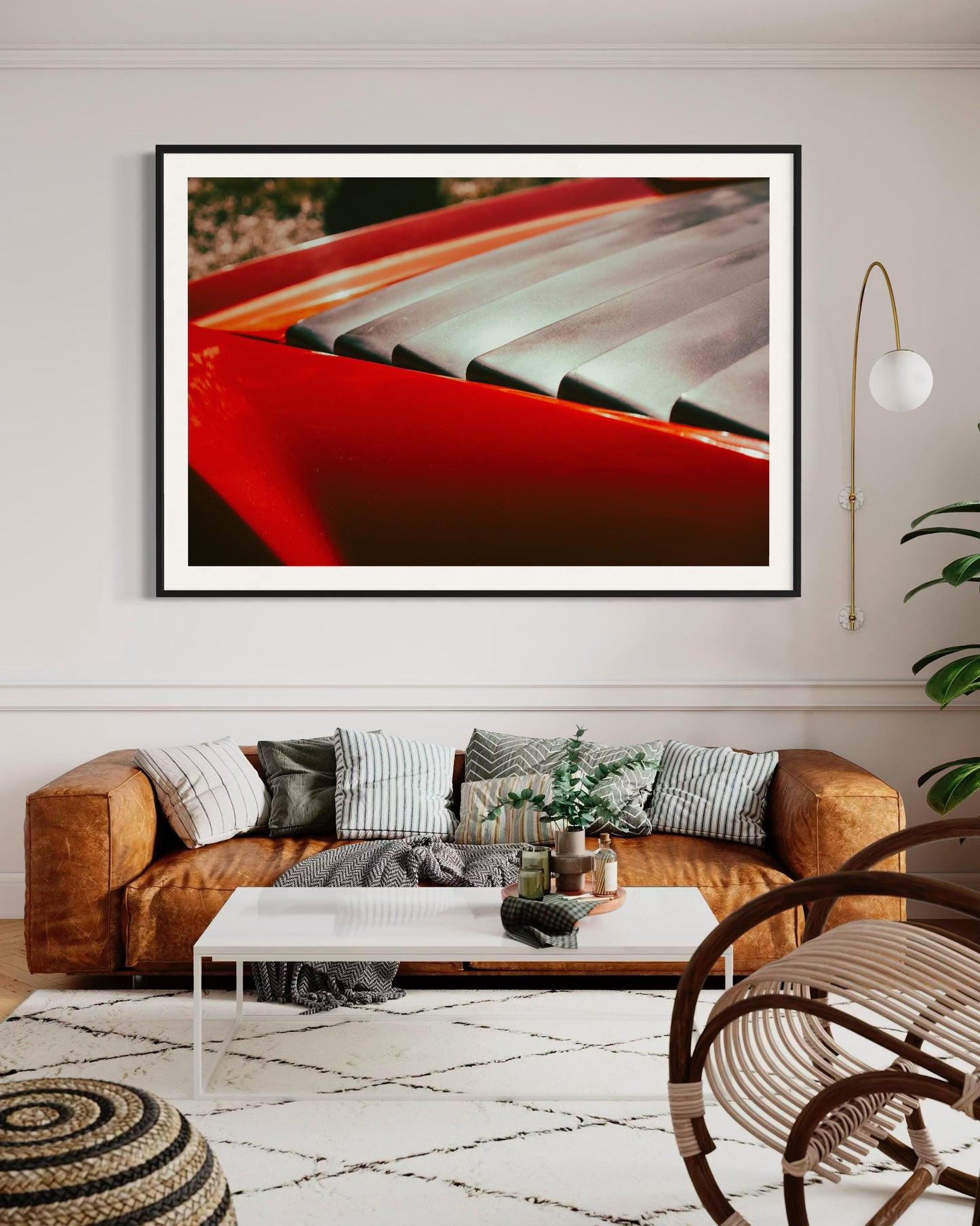 Fine Art print - Classic Red Ferrari Supercar Louvers Wall Art  - Automotive abstract giclee print for modern decor, car guy gift, collector