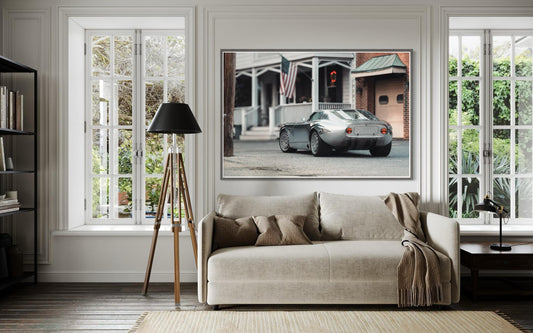 Fine Art Print - Runge Veleno with American Flag Wall Art, Vintage Americana decor, giclee, Gift idea for Man cave, Garage, Car Collector