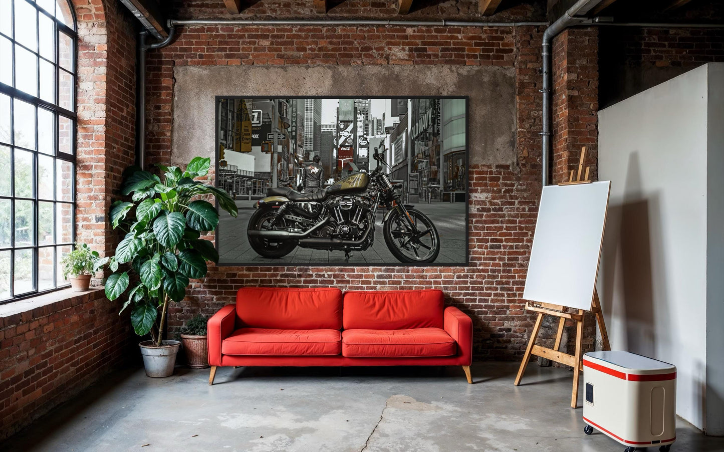 Fine Art Print - Harley Sportster on Times Square, New York City Street Wall Art, Man Cave Garage Decor,  NYC, Motorcycle Gift ideas for him