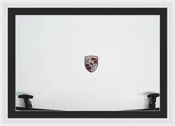 Porsche Car Hood Badge - Framed Print