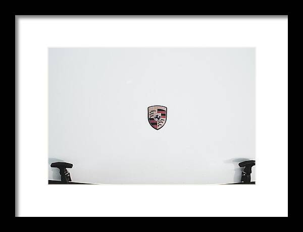 Porsche Car Hood Badge - Framed Print