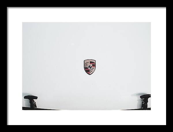 Porsche Car Hood Badge - Framed Print