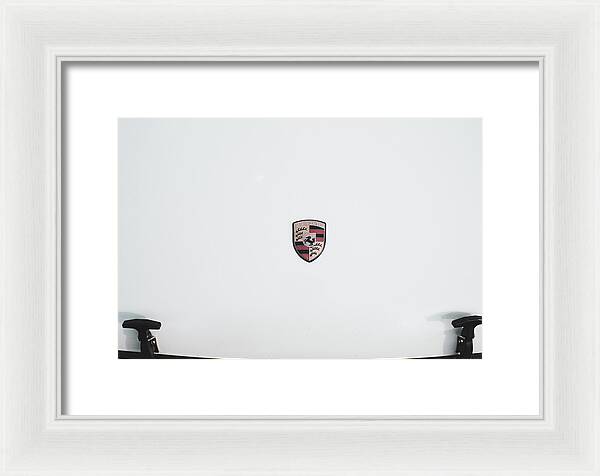 Porsche Car Hood Badge - Framed Print