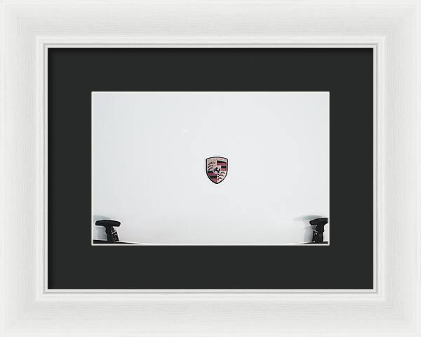 Porsche Car Hood Badge - Framed Print