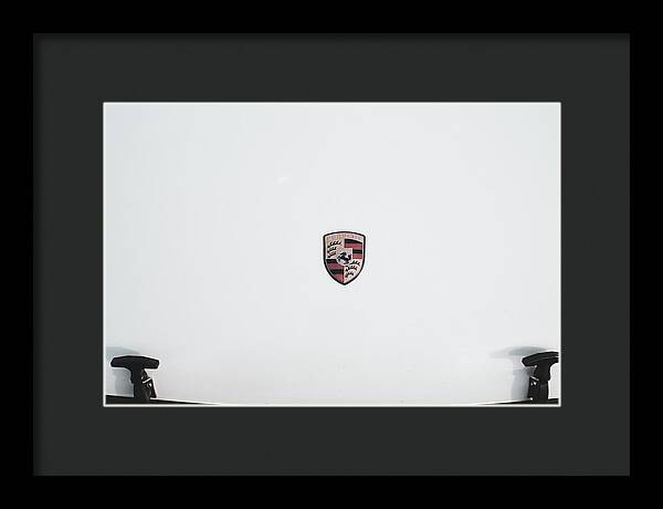 Porsche Car Hood Badge - Framed Print