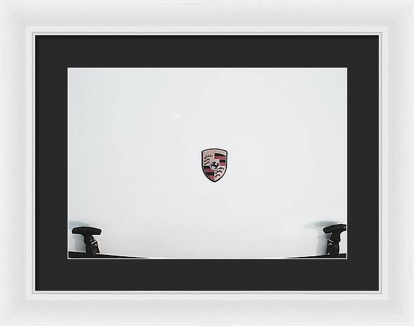 Porsche Car Hood Badge - Framed Print