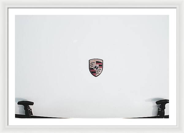 Porsche Car Hood Badge - Framed Print
