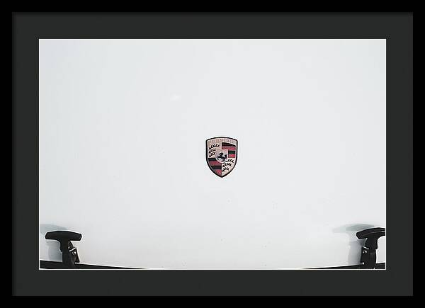 Porsche Car Hood Badge - Framed Print