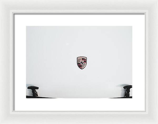 Porsche Car Hood Badge - Framed Print