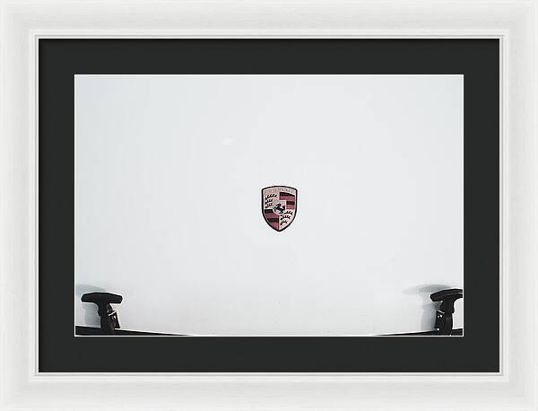 Porsche Car Hood Badge - Framed Print