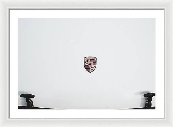Porsche Car Hood Badge - Framed Print