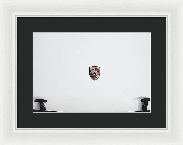 Porsche Car Hood Badge - Framed Print