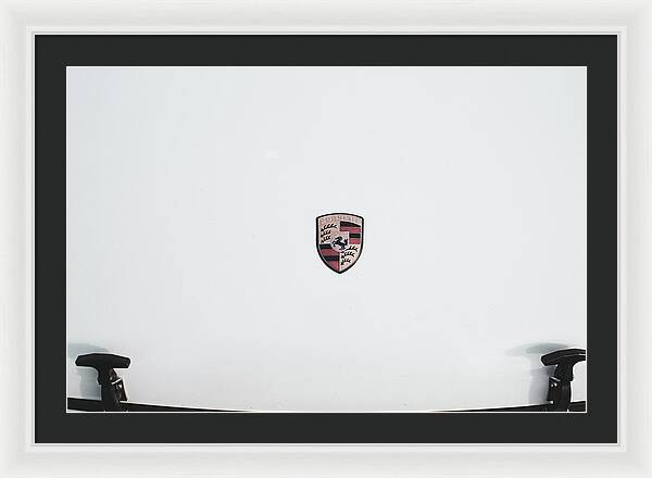 Porsche Car Hood Badge - Framed Print