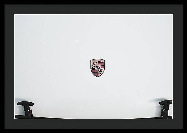 Porsche Car Hood Badge - Framed Print