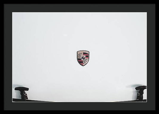 Porsche Car Hood Badge - Framed Print