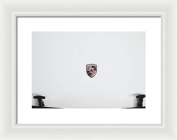 Porsche Car Hood Badge - Framed Print