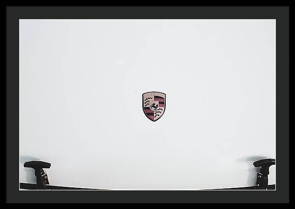 Porsche Car Hood Badge - Framed Print