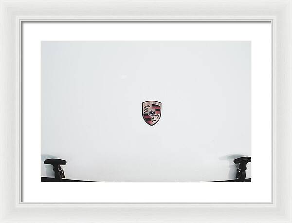 Porsche Car Hood Badge - Framed Print