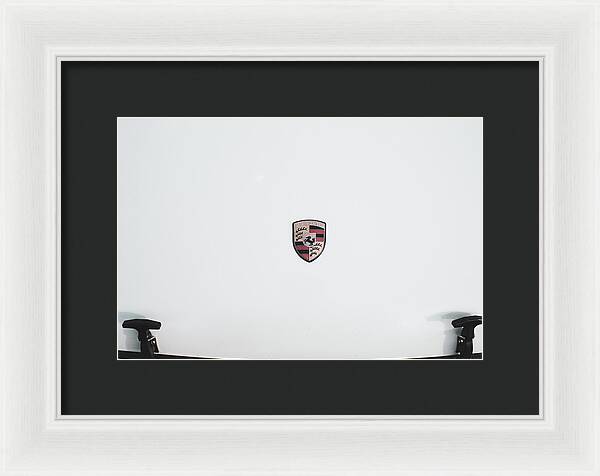 Porsche Car Hood Badge - Framed Print